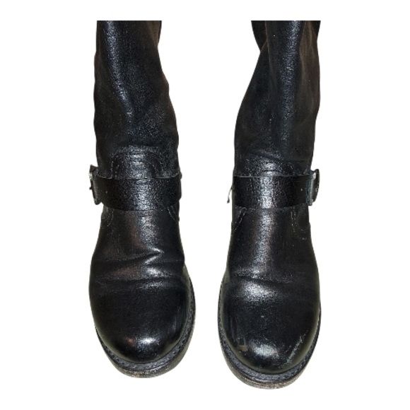 FRYE Veronica Slouch Leather Buckle Black Boots Shoes , Size 8 By Measurement. - Picture 6 of 16